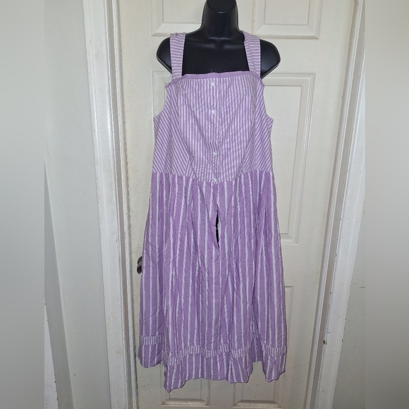 Purple Pleated Sundress with Square Neckline - Picture 1 of 8